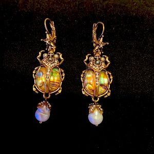 Scarab and Pearl earrings posh